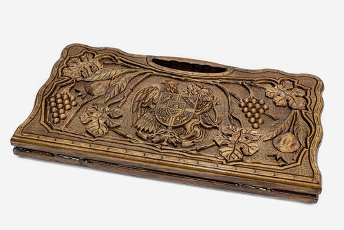 Angled view of the Mount Ararat and grapevines backgammon board