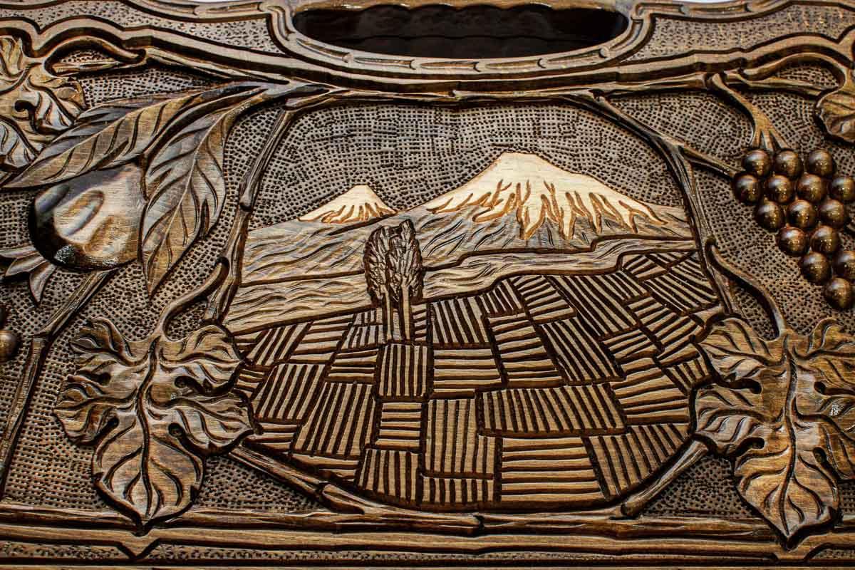 Detail of the carved vine leaves