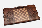 Angled view of the David of Sasun carved backgammon board