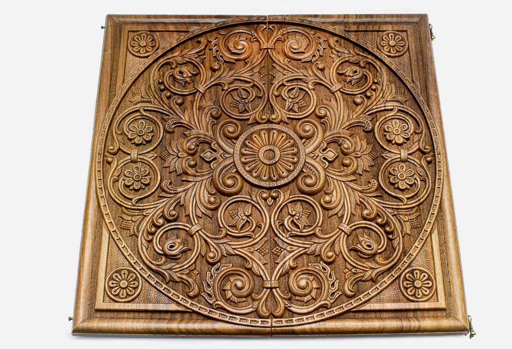 Detail of the deep-relief carving