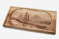 Master-carved walnut backgammon board with an oval-framed Mount Ararat landscape, propped open