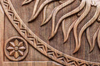 Close-up of a carved corner ornament