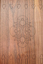 Close-up of the wooden checkers