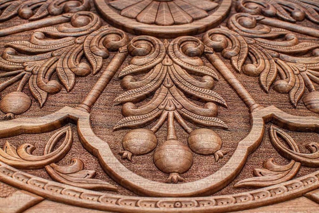 Detail of the deep-relief carving