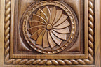 The backgammon board opened to show the wooden playing surface