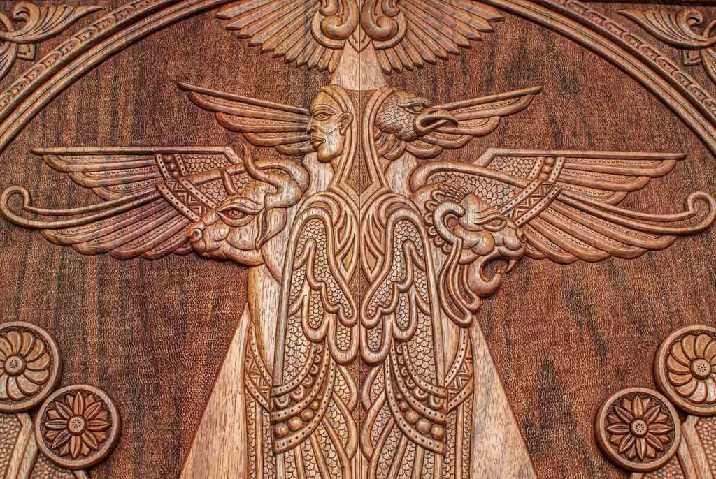 Detail of the carved wings