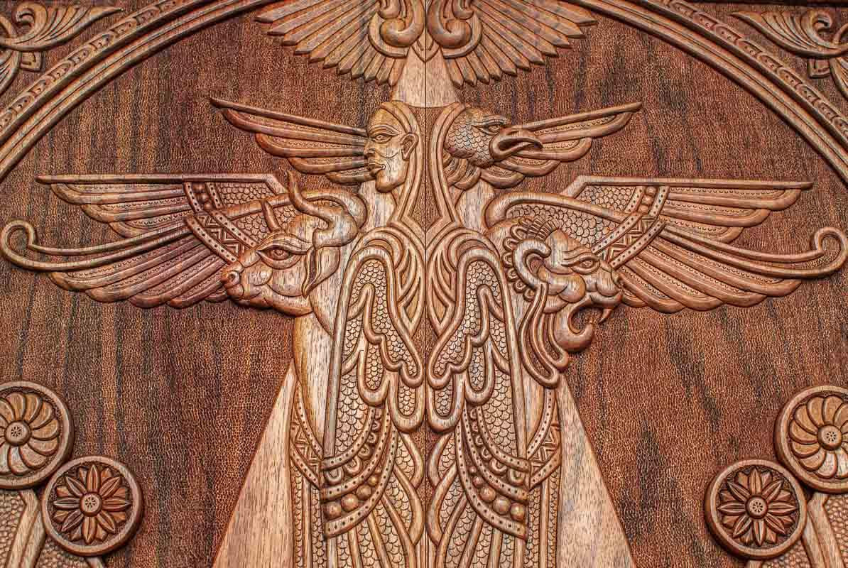 Detail of the carved wings