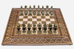 Luxurious Walnut Chess Set with Royal Carving - master-carved combo board
