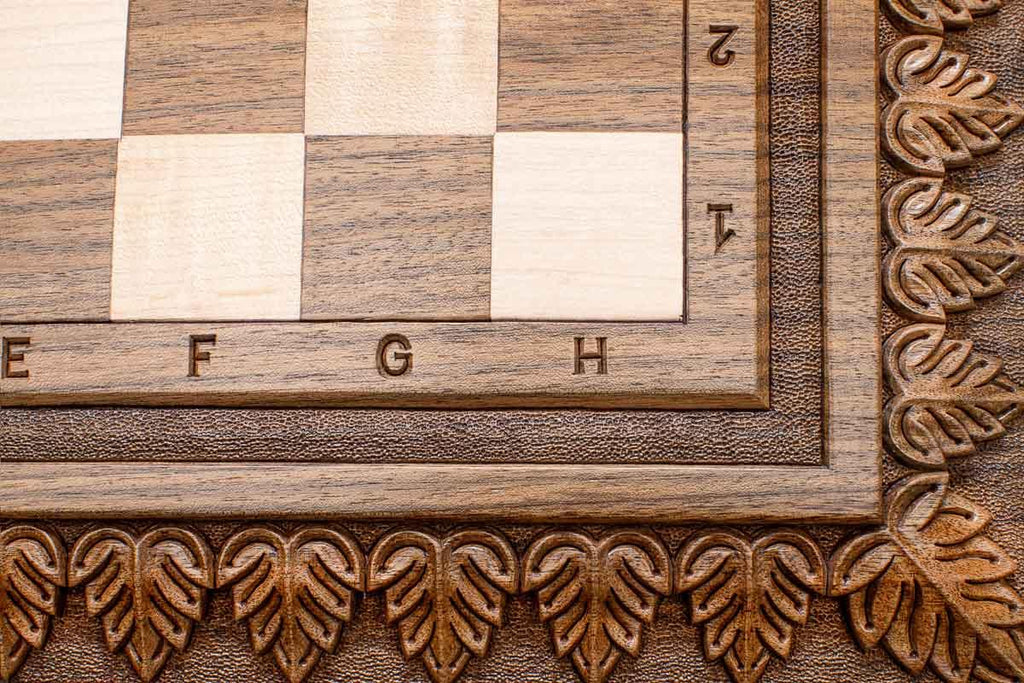 Chess set open with the backgammon playing field inside - 23.6 inch / 60 cm