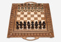 Luxurious Walnut Chess Set with Bronze Pieces - master-carved combo board