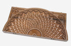 Master-carved walnut backgammon board with a deep-relief sunflower, propped open