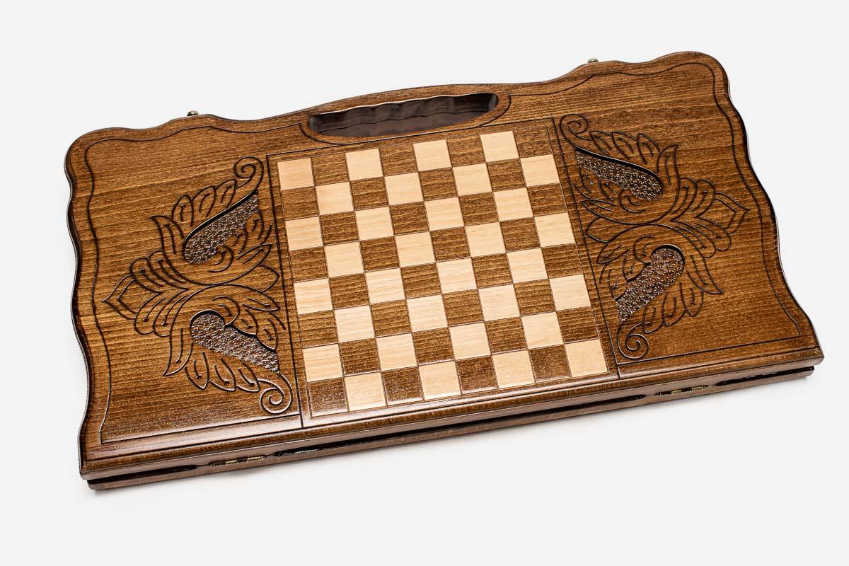 Garni gorge view backgammon set folded, colonnade carving showing