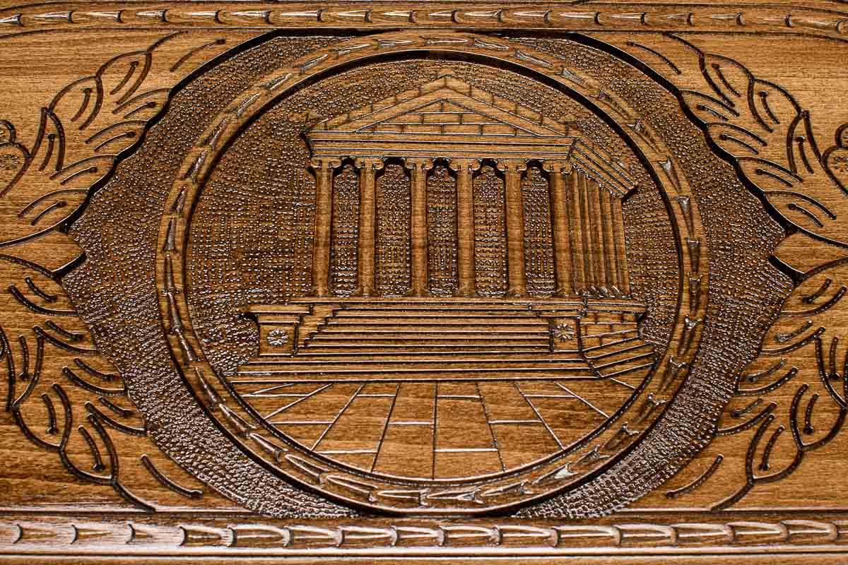 Garni temple Armenian backgammon set with checkers and dice