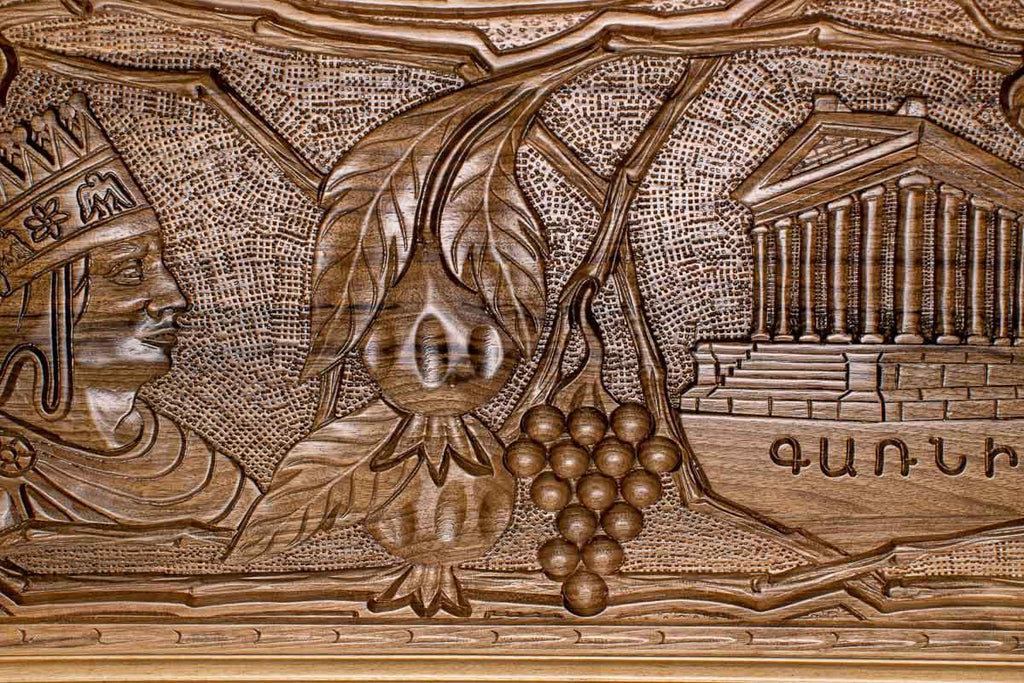 The backgammon board opened to show the wooden playing surface