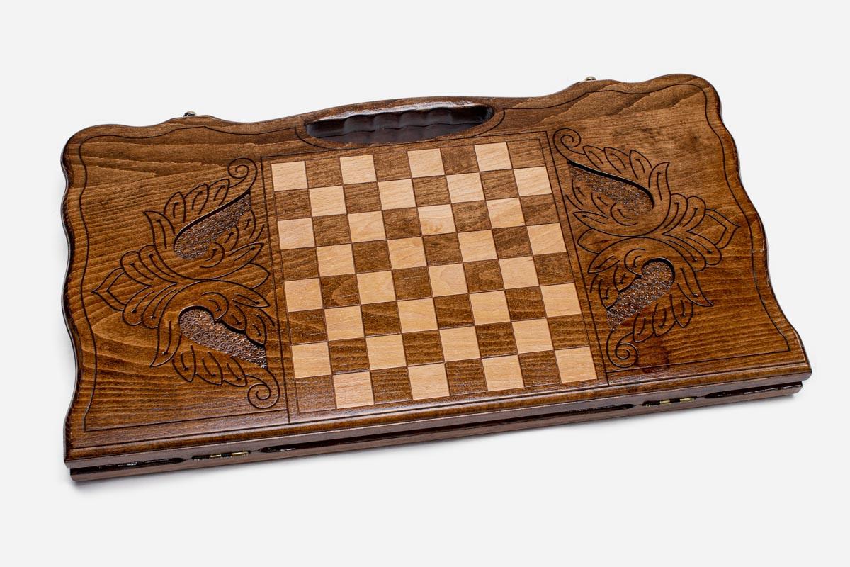 St. Hripsime backgammon set folded, carved church and walls showing