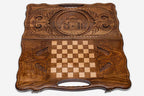 Armenian backgammon set interior with carved points