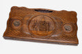 Armenian backgammon set carved with Etchmiadzin Cathedral in bronze detail