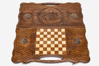 Armenian backgammon set interior with carved points
