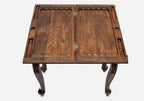Backgammon playing field closed, straight front view showing the scalloped points