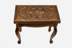 Floral ornament backgammon table closed, straight front view