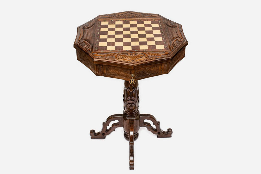 Decagon chess table, side profile
