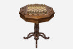 Chess Table - Decagon with Bronze Pieces - handmade wooden games table
