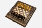 Travel lattice chess set with 32 wooden pieces and carrying bag