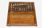 Handmade wooden chess set open to the 19.6 inch / 50 cm playing field