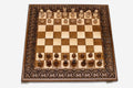 Carved wooden chess set, 19.6 inch / 50 cm - handmade chess board