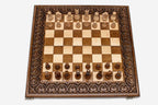 Carved wooden chess set, 19.6 inch / 50 cm - handmade chess board