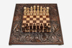 Luxury Chess Set with Carved Kings - handmade wooden chess board