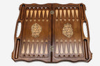 Chess set open with the backgammon playing field inside - 23.6 inch / 60 cm