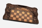 Chess set open with the backgammon playing field inside - 23.6 inch / 60 cm