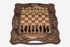 Luxury Armenian Chess Set with Ararat and Pomegranate - handmade combo board