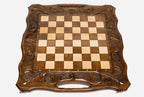 Chess set open with the backgammon playing field inside - 23.6 inch / 60 cm