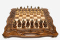Luxury Chess Set with Ornaments and Bronze Pieces - handmade combo board