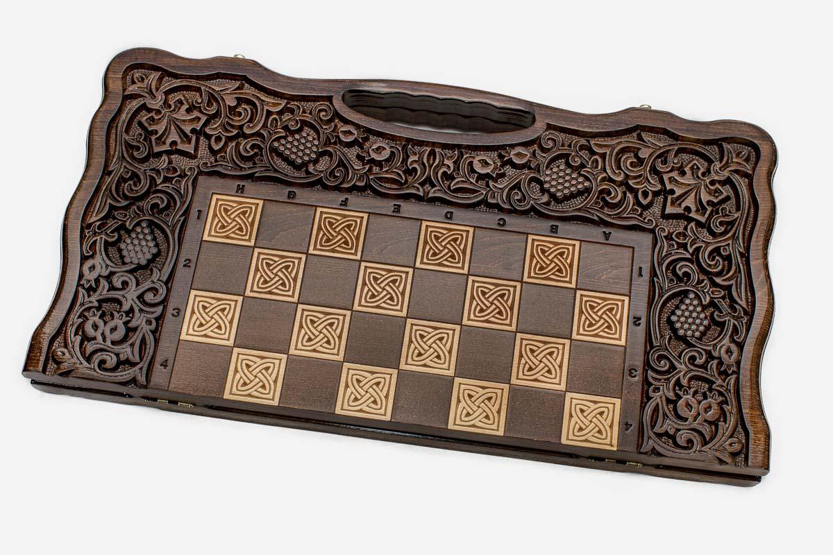 Luxury Armenian chess backgammon set with 32 pieces and 32 checkers