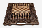 Luxury Chess Set with Pomegranate and Grapevine - handmade combo board