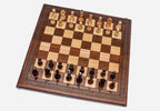 Handmade wooden chess set open to the 23.6 inch / 60 cm playing field