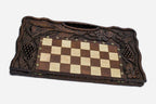 Chess set open with the backgammon playing field inside - 23.6 inch / 60 cm