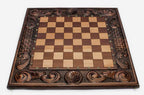 Eternity knot chess set folded with bronze hinges and clasps