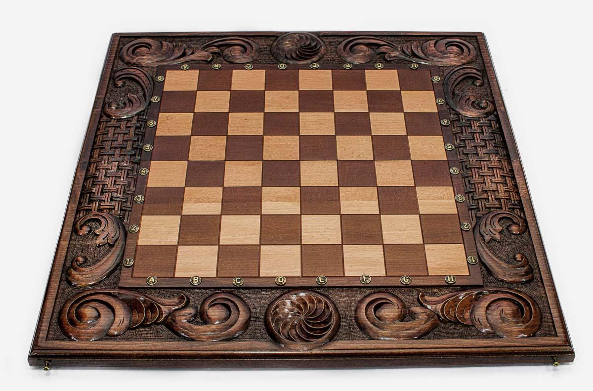 Eternity knot chess set folded with bronze hinges and clasps