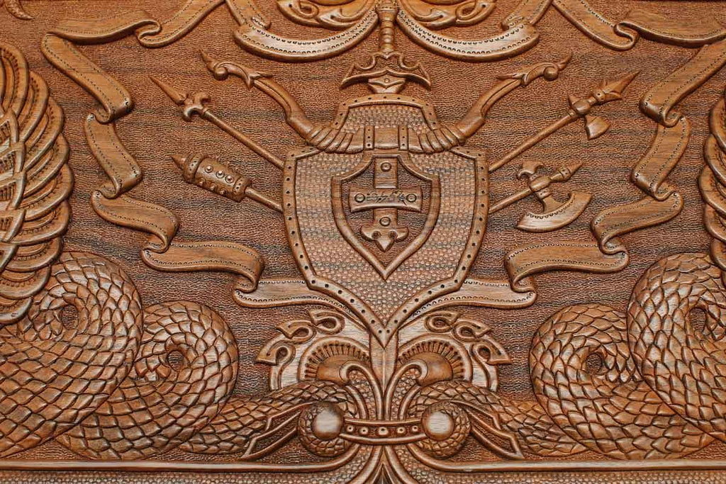 Detail of the deep-relief carving