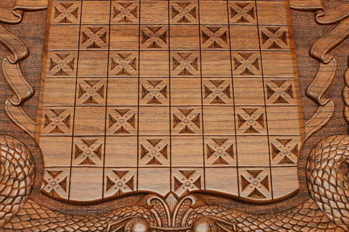 Detail of the carved lower serpent forms