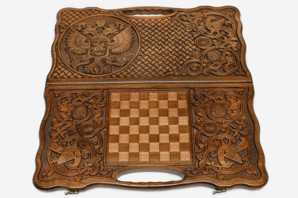 Detail of the carved scrollwork