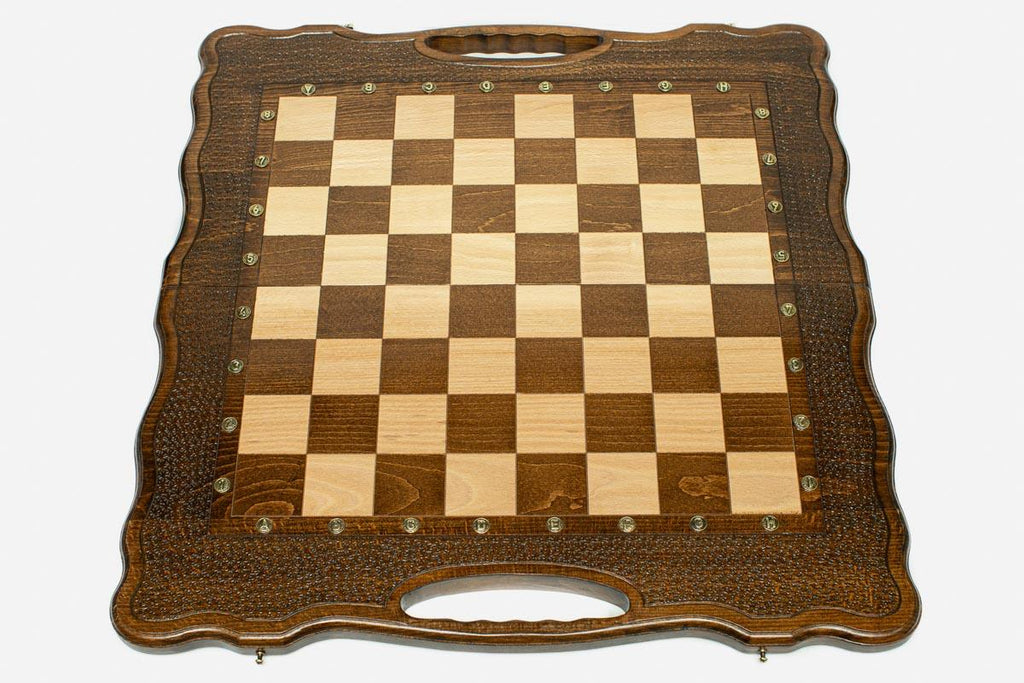 Chess set open with the backgammon playing field inside - 23.6 inch / 60 cm