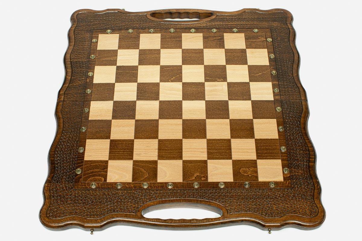 Chess set open with the backgammon playing field inside - 23.6 inch / 60 cm