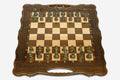 Luxury Chess Backgammon Set with Bronze Pieces - handmade combo board