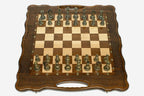 Luxury Chess Backgammon Set with Bronze Pieces - handmade combo board