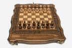 Travel Chess Set with Lattice Ornament - handmade wooden chess set